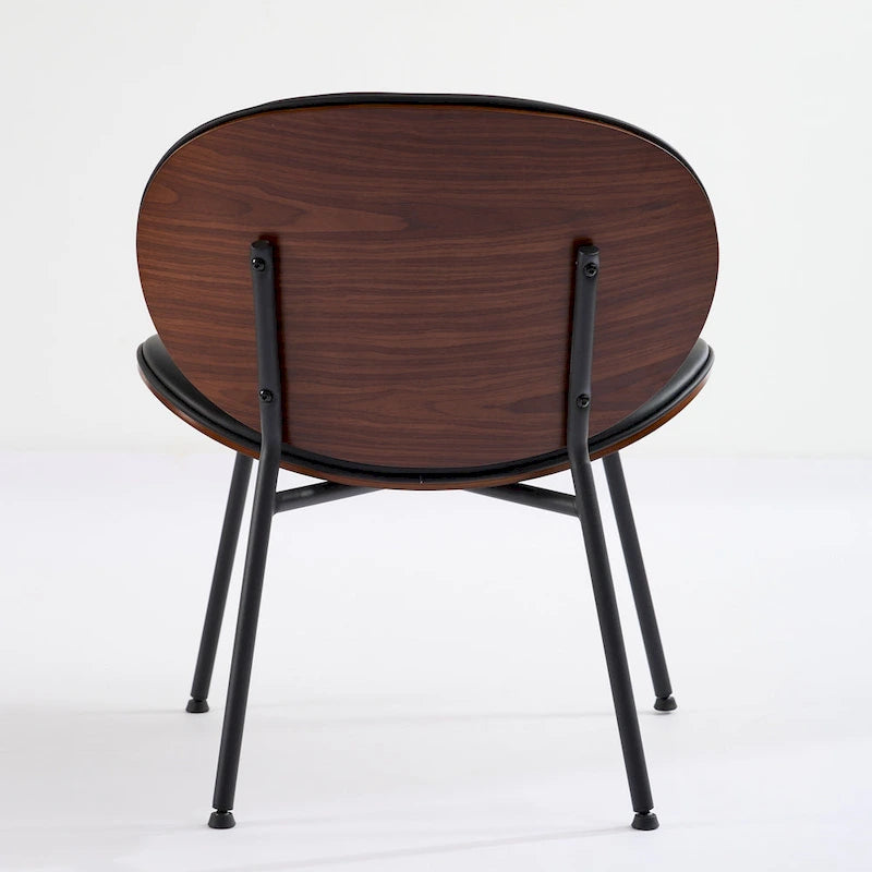 Fauteuil d’appoint lounge en similicuir avec placage imitation bois et assise en mousse haute densité
