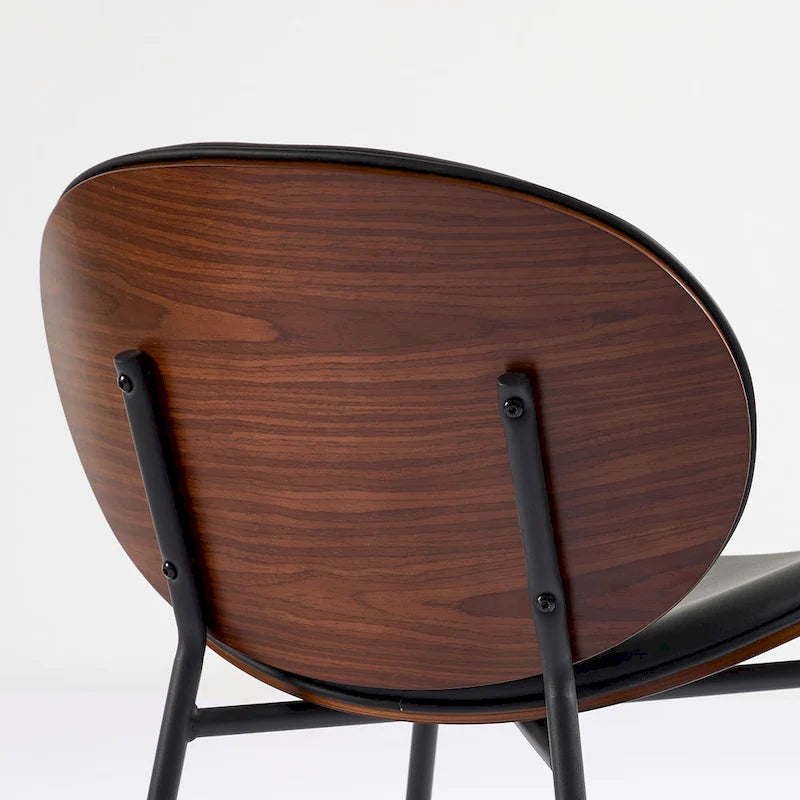 Fauteuil d’appoint lounge en similicuir avec placage imitation bois et assise en mousse haute densité
