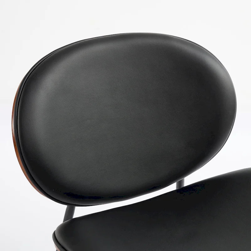 Fauteuil d’appoint lounge en similicuir avec placage imitation bois et assise en mousse haute densité