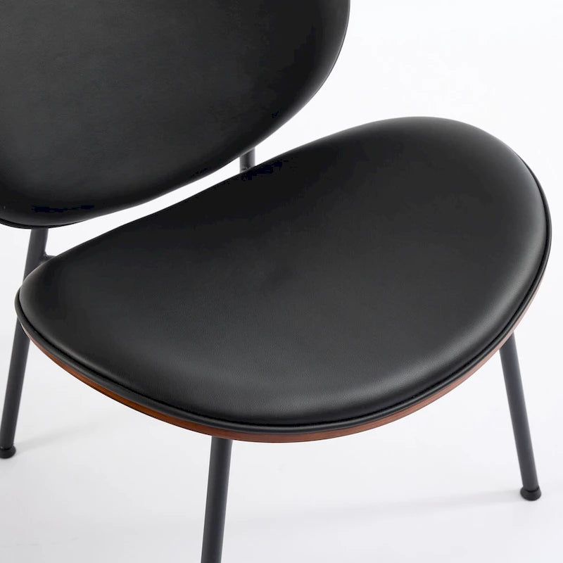 Fauteuil d’appoint lounge en similicuir avec placage imitation bois et assise en mousse haute densité