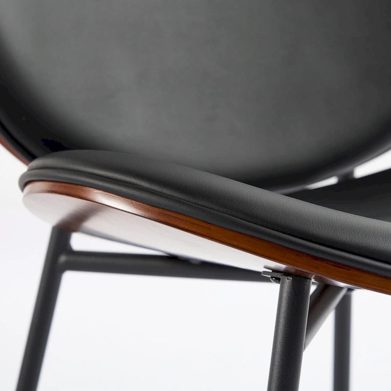 Fauteuil d’appoint lounge en similicuir avec placage imitation bois et assise en mousse haute densité
