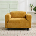 Fauteuil d’appoint surdimensionné en velours tissé avec coussin haute densité et pieds en bois d’hévéa