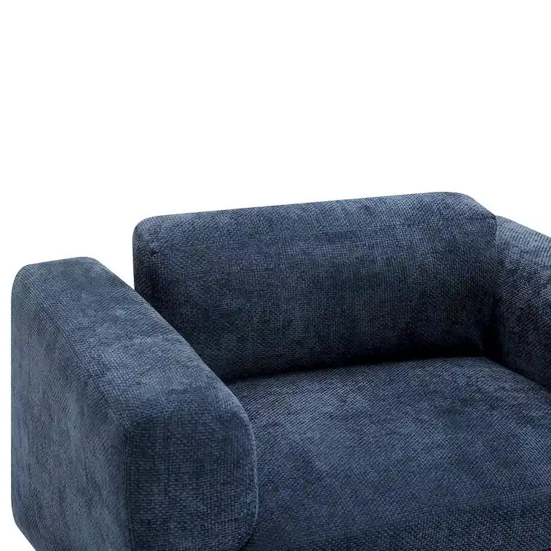 Fauteuil d’appoint surdimensionné en velours tissé avec coussin haute densité et pieds en bois d’hévéa