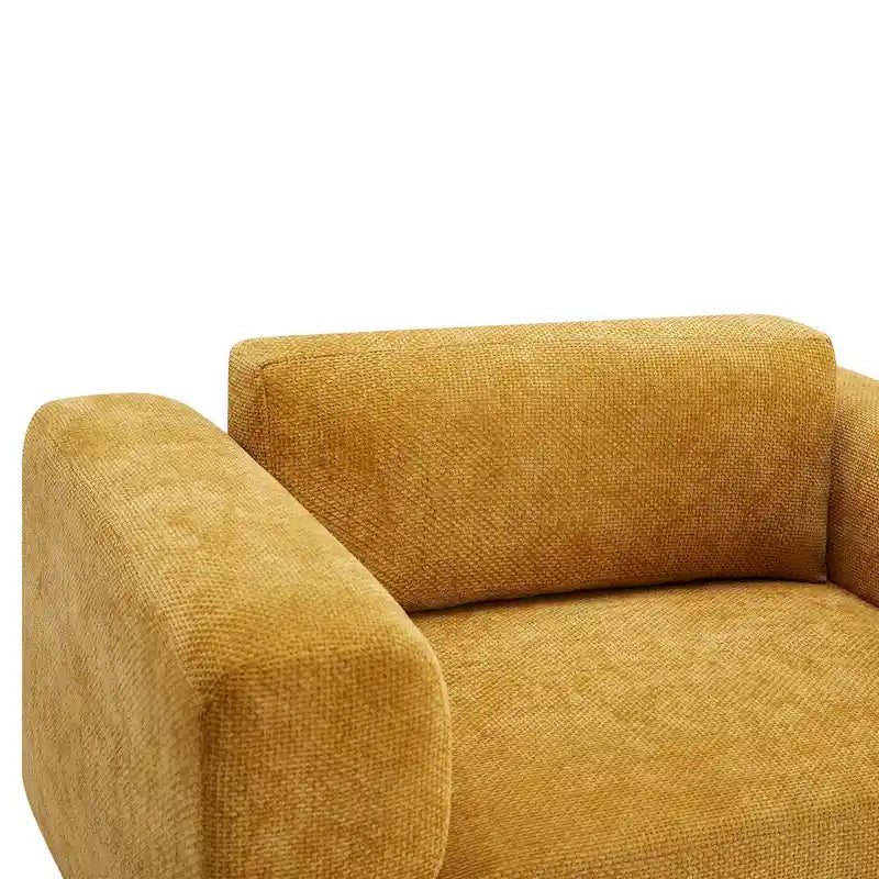 Fauteuil d’appoint surdimensionné en velours tissé avec coussin haute densité et pieds en bois d’hévéa