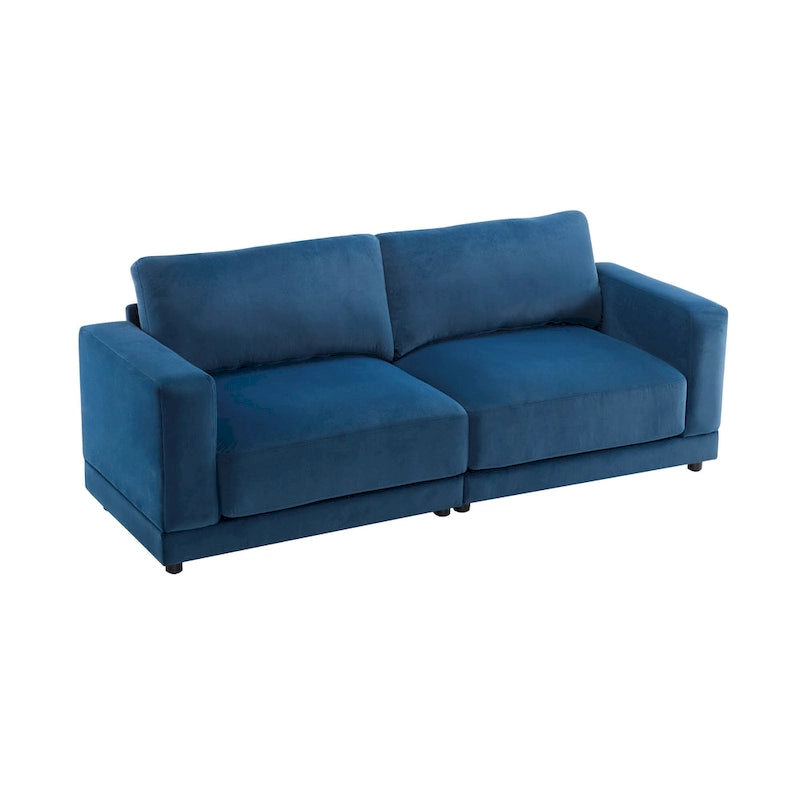 Modern Square Arm Upholstered Loveseat Sofa with High-Density Foam Cushions