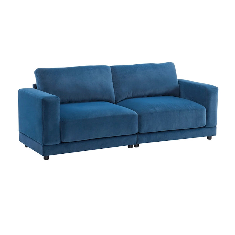 Modern Square Arm Upholstered Loveseat Sofa with High-Density Foam Cushions
