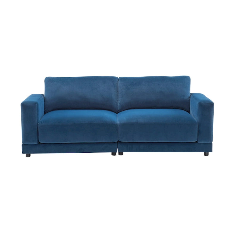 Modern Square Arm Upholstered Loveseat Sofa with High-Density Foam Cushions