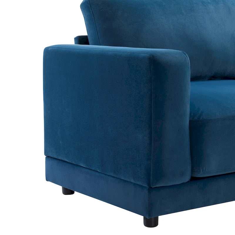 Modern Square Arm Upholstered Loveseat Sofa with High-Density Foam Cushions