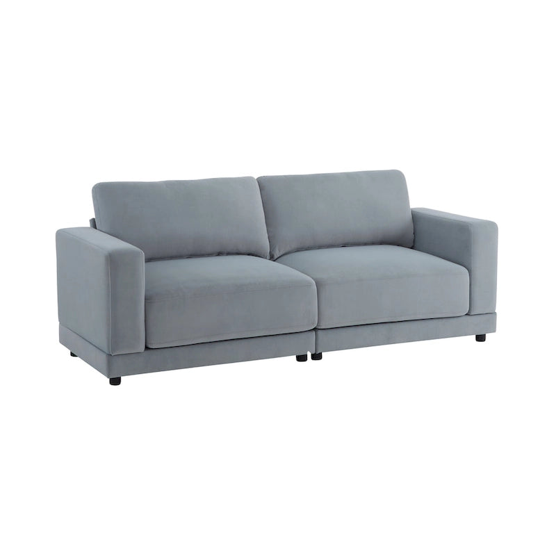 Modern Square Arm Upholstered Loveseat Sofa with High-Density Foam Cushions