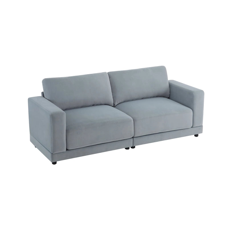Modern Square Arm Upholstered Loveseat Sofa with High-Density Foam Cushions