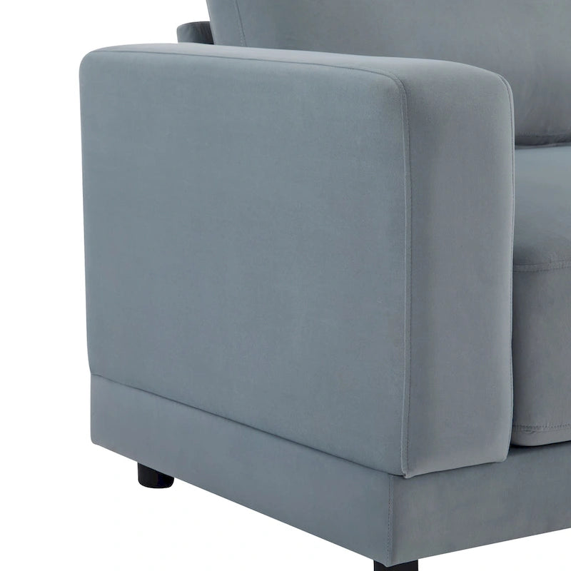 Modern Square Arm Upholstered Loveseat Sofa with High-Density Foam Cushions