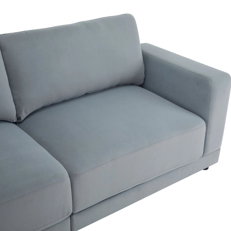 Modern Square Arm Upholstered Loveseat Sofa with High-Density Foam Cushions