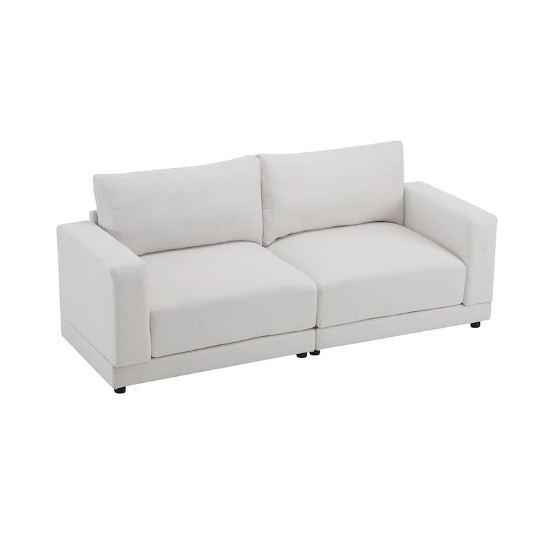 Modern Square Arm Upholstered Loveseat Sofa with High-Density Foam Cushions