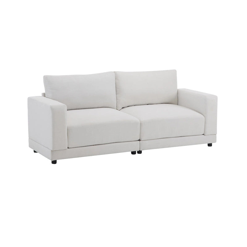 Modern Square Arm Upholstered Loveseat Sofa with High-Density Foam Cushions