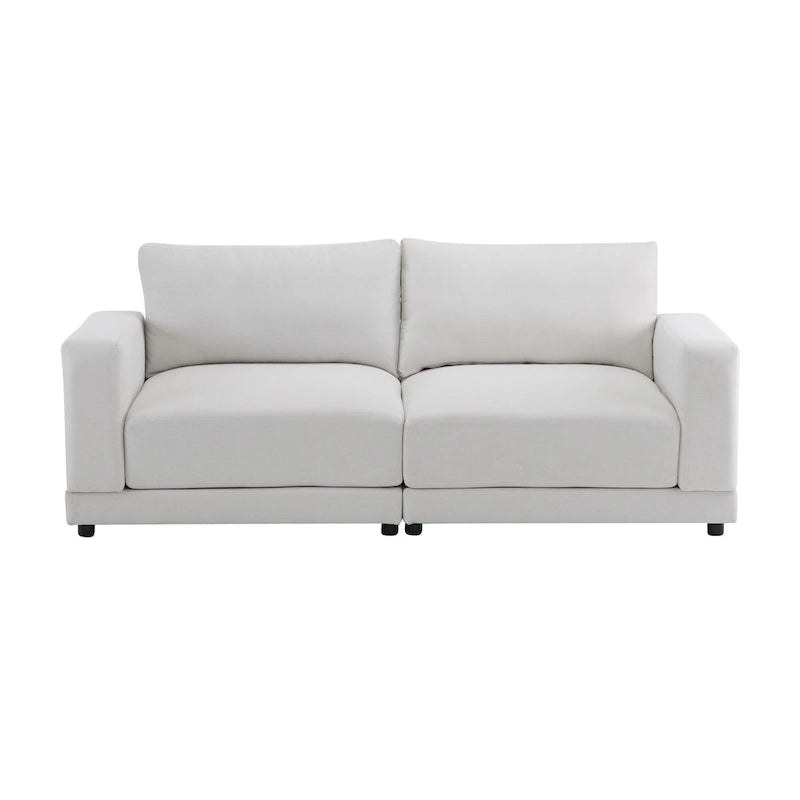 Modern Square Arm Upholstered Loveseat Sofa with High-Density Foam Cushions