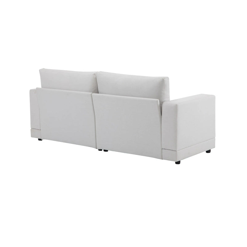 Modern Square Arm Upholstered Loveseat Sofa with High-Density Foam Cushions