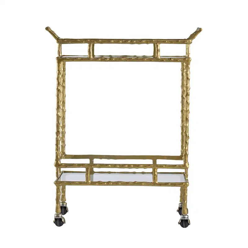 Two-Tiered Twig-Style Bar Cart with Gold & Silver Finish