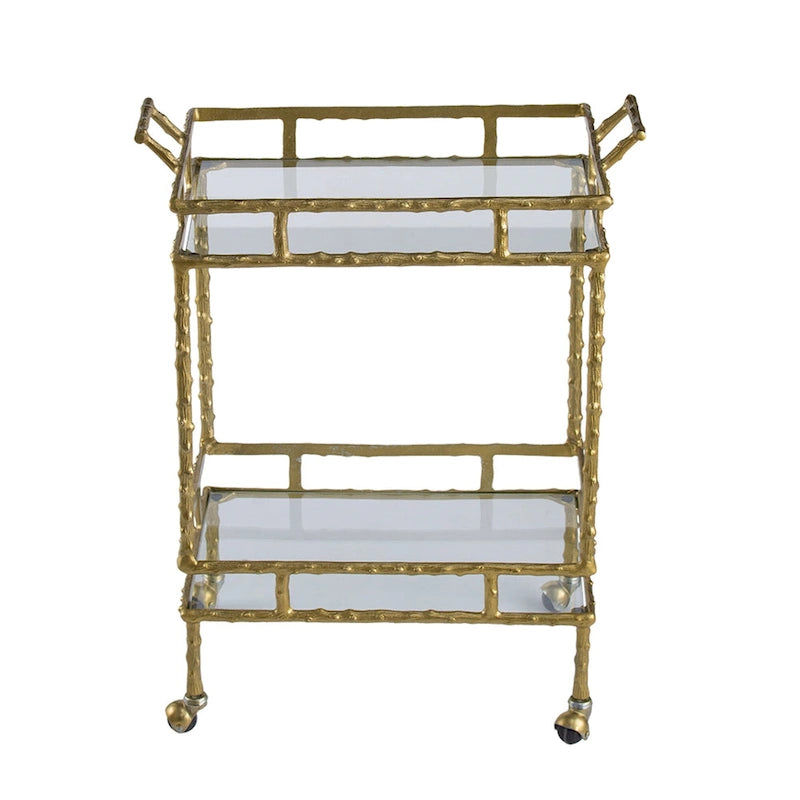 Two-Tiered Twig-Style Bar Cart with Gold & Silver Finish