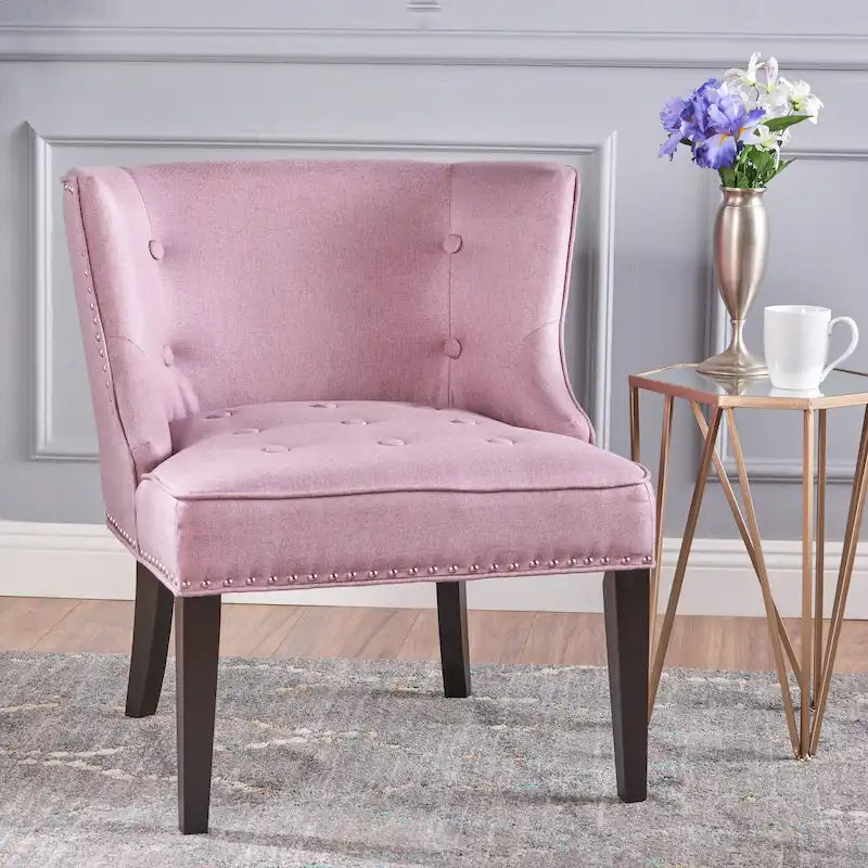 Contemporary Accent Chair in Lavender Purple with Waffle Tufting & Nailhead Trim