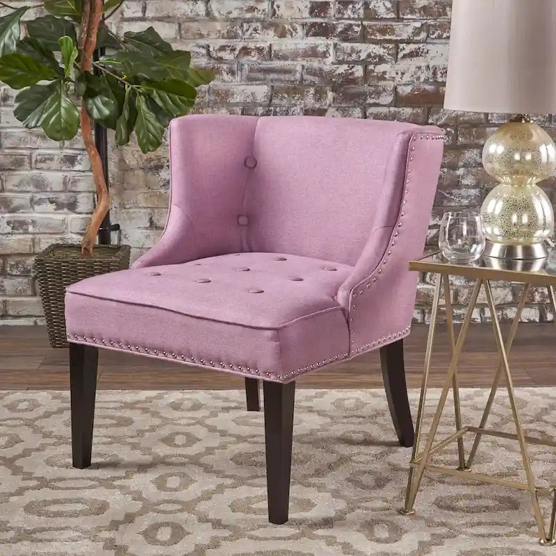 Contemporary Accent Chair in Lavender Purple with Waffle Tufting & Nailhead Trim