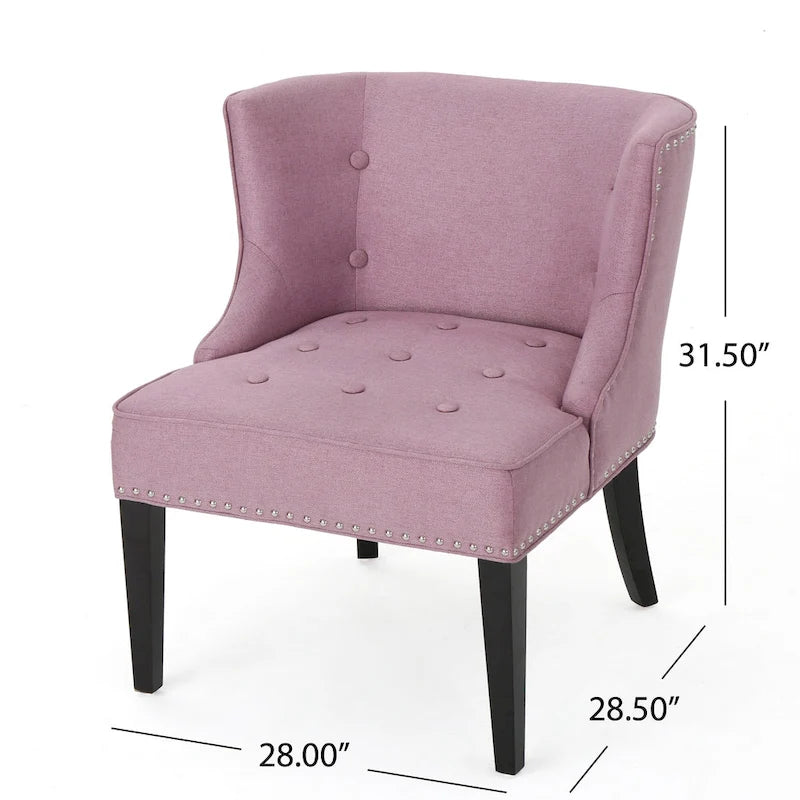 Contemporary Accent Chair in Lavender Purple with Waffle Tufting & Nailhead Trim