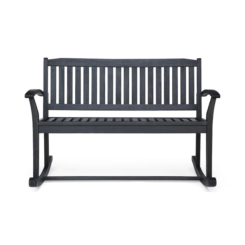 Handcrafted Acacia Wood Rocking Loveseat in Farmhouse Style