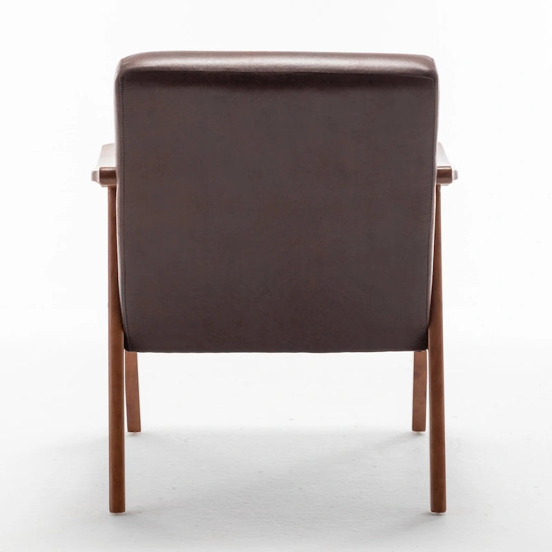 Mid-Century Modern Accent Chair with Open Wood Frame & Microfiber Cushions