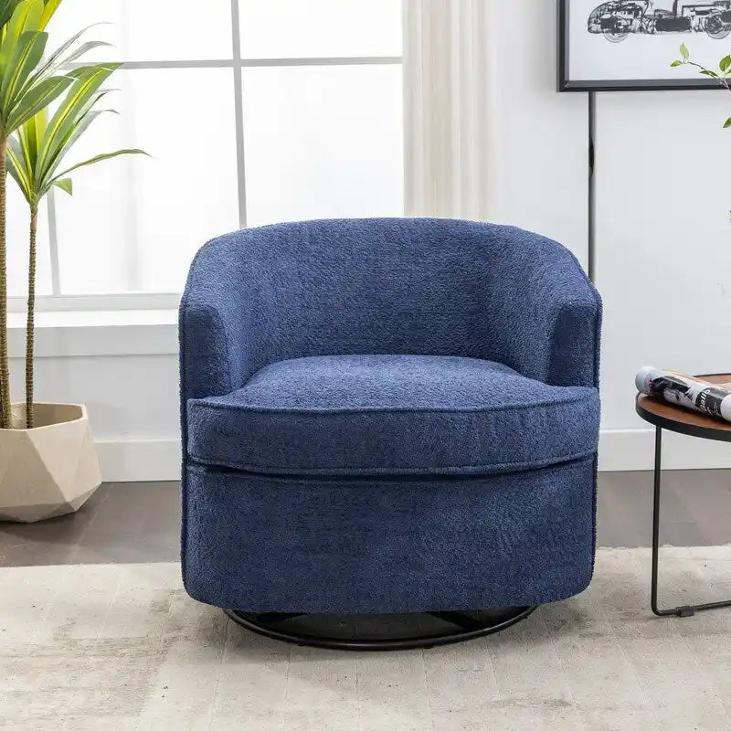 Modern Upholstered Swivel Barrel Accent Chair for Living Room