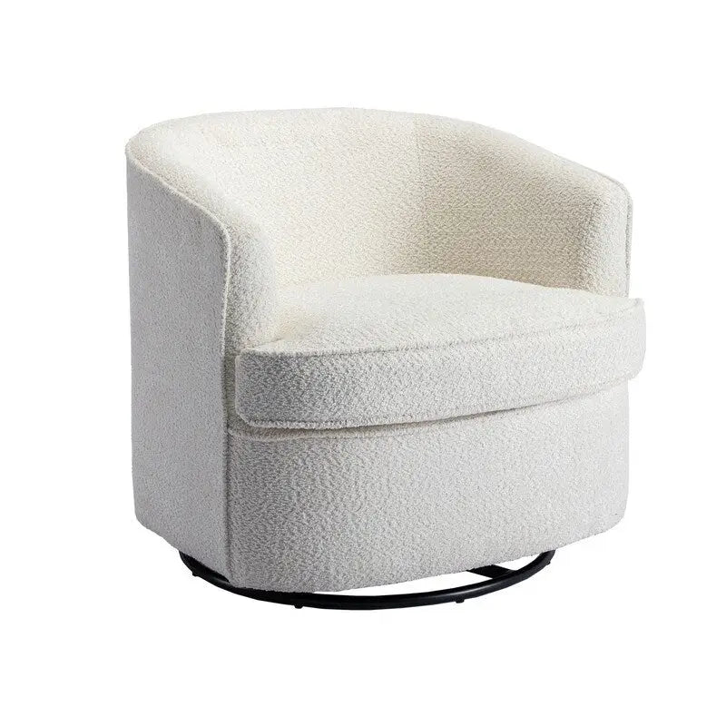 Poltrona decorativa moderna imbottita a botte con base girevole per il soggiorno
