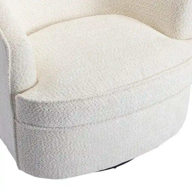 Poltrona decorativa moderna imbottita a botte con base girevole per il soggiorno