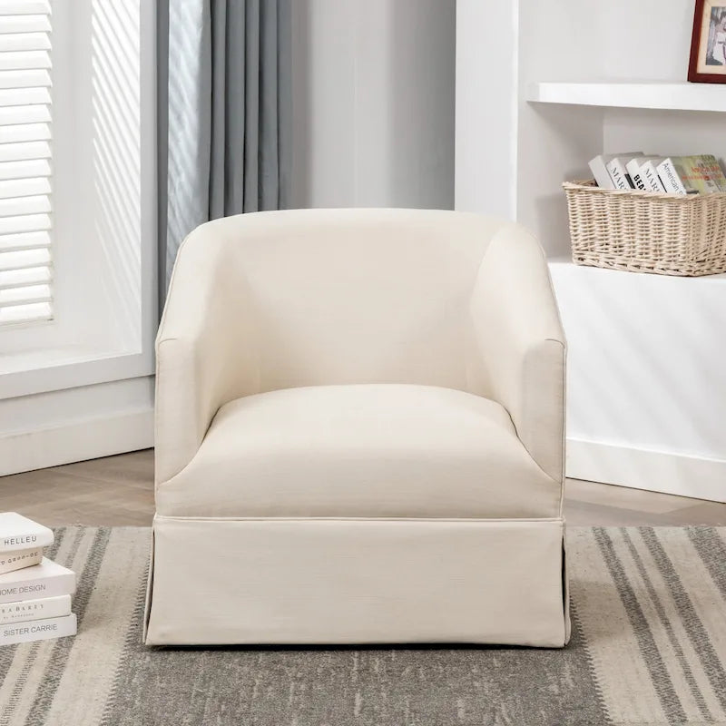 Skirted Fabric Swivel Accent Chair