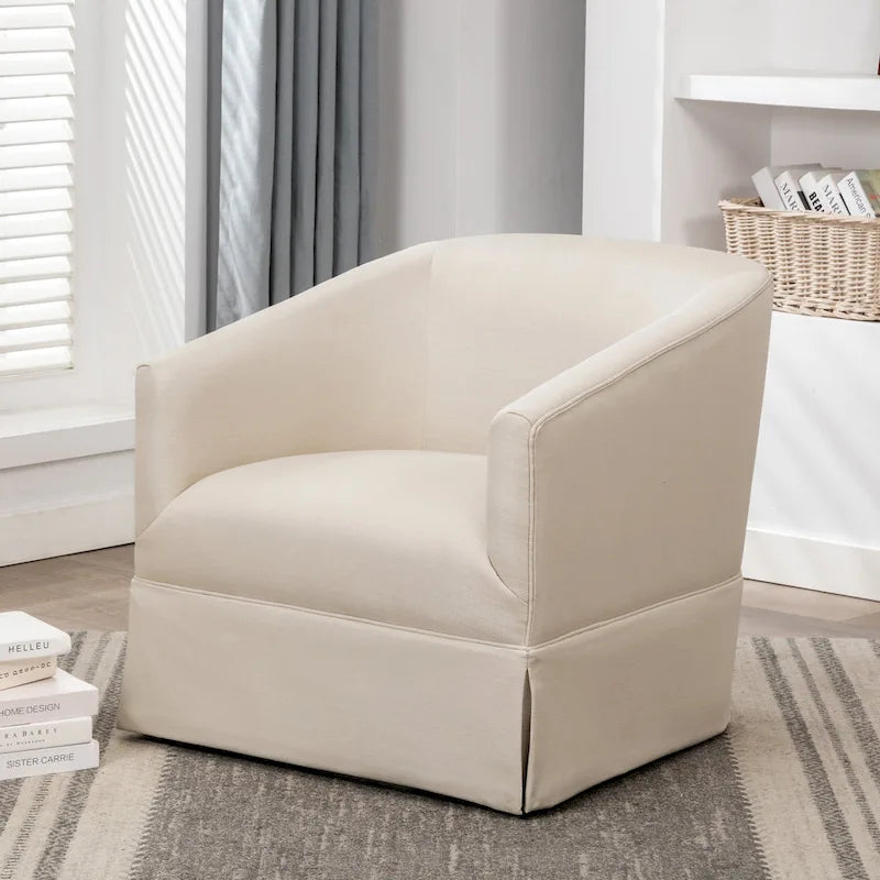 Poltrona decorativa girevole in tessuto con gonna