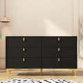 Modern 6-Drawer Wide Dresser Chest with Metal Knobs for Bedroom & Living Room