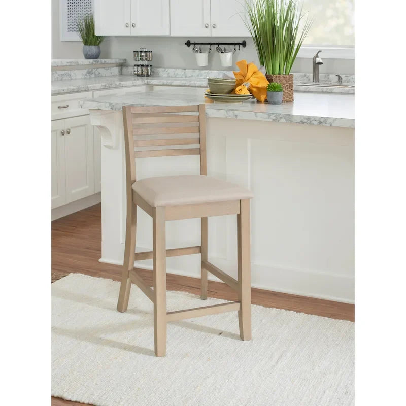 Ladder Back Counter Stool with Padded Seat – 24 Inch Seat Height