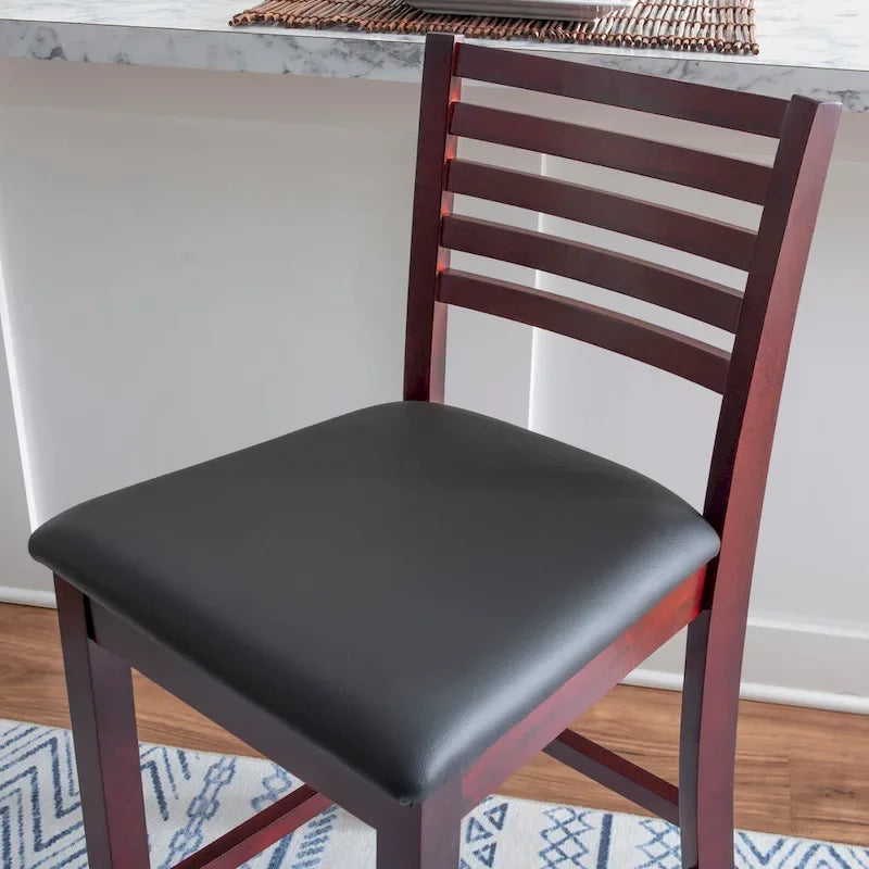Ladder Back Counter Stool with Padded Seat – 24 Inch Seat Height