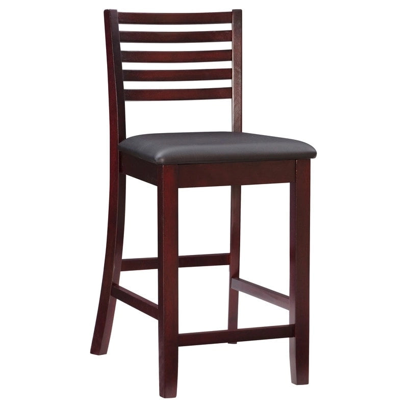 Ladder Back Counter Stool with Padded Seat – 24 Inch Seat Height
