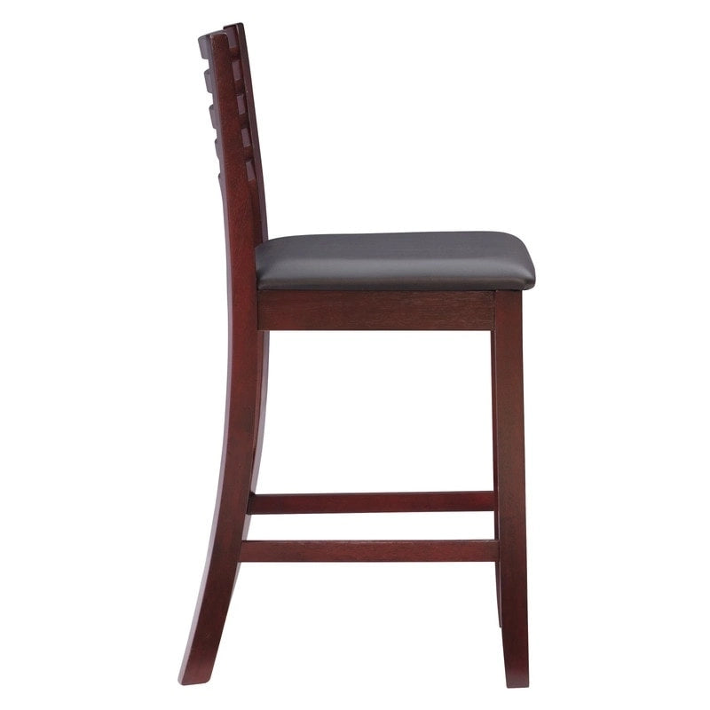 Ladder Back Counter Stool with Padded Seat – 24 Inch Seat Height