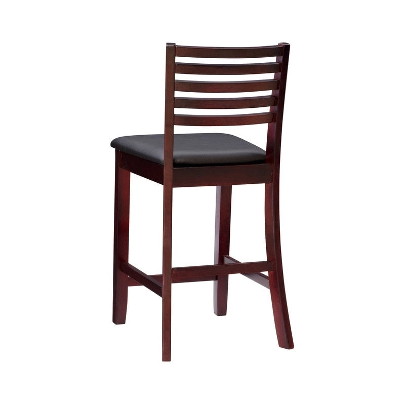 Ladder Back Counter Stool with Padded Seat – 24 Inch Seat Height