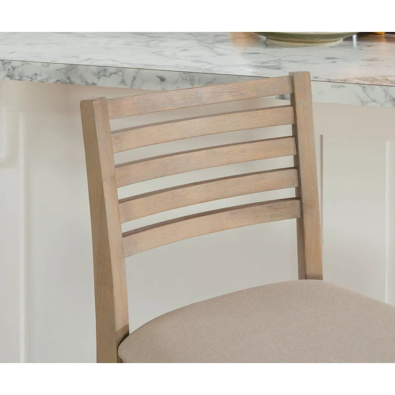 Ladder Back Counter Stool with Padded Seat – 24 Inch Seat Height