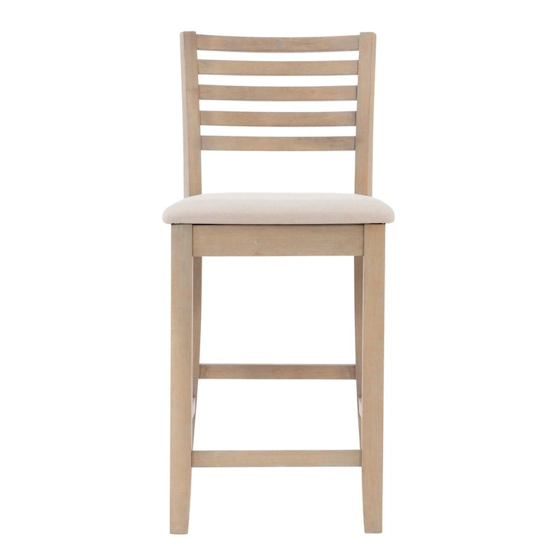 Ladder Back Counter Stool with Padded Seat – 24 Inch Seat Height