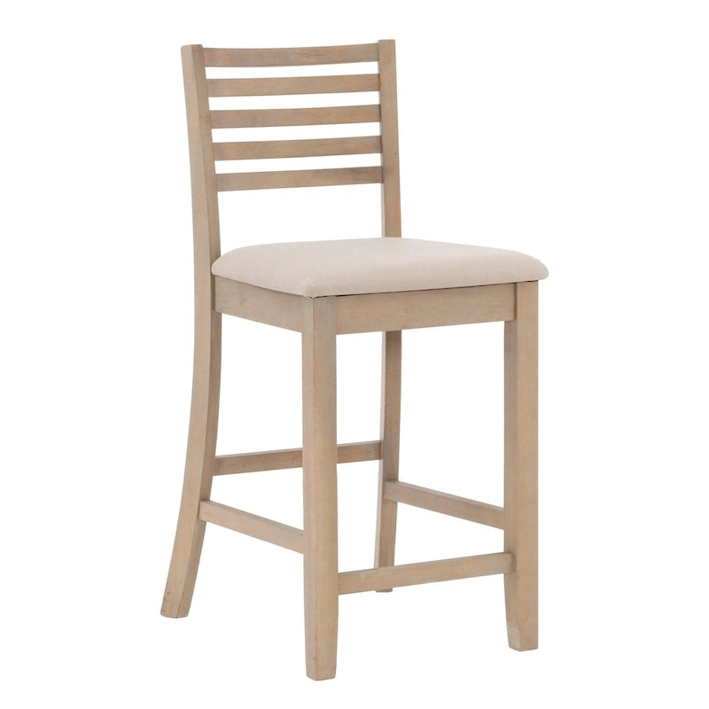 Ladder Back Counter Stool with Padded Seat – 24 Inch Seat Height