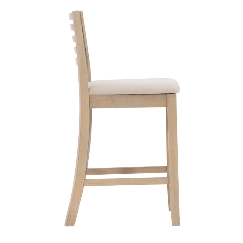 Ladder Back Counter Stool with Padded Seat – 24 Inch Seat Height