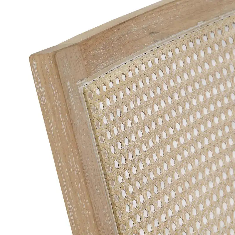 Fauteuil d’appoint bohème en rotin cannage avec assise coussinée en tissu