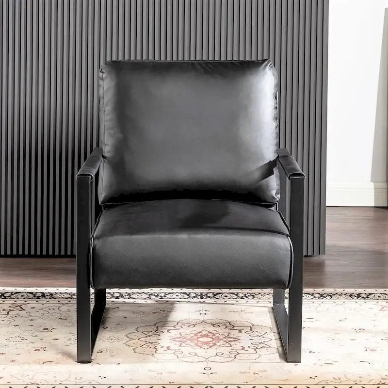 Mid-Century Modern Accent Chair with Metal Frame & Upholstered Cushions