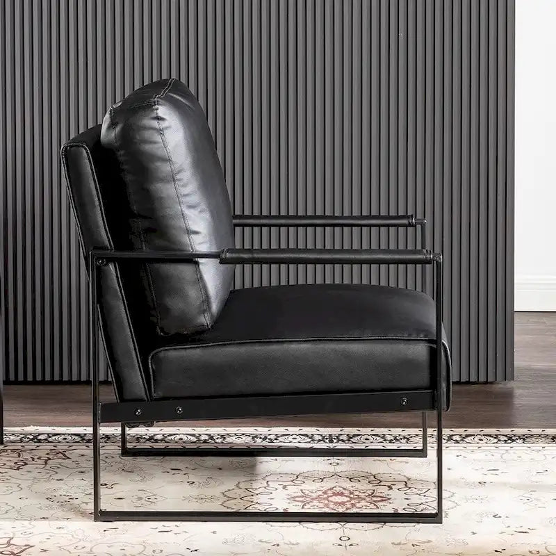 Mid-Century Modern Accent Chair with Metal Frame & Upholstered Cushions