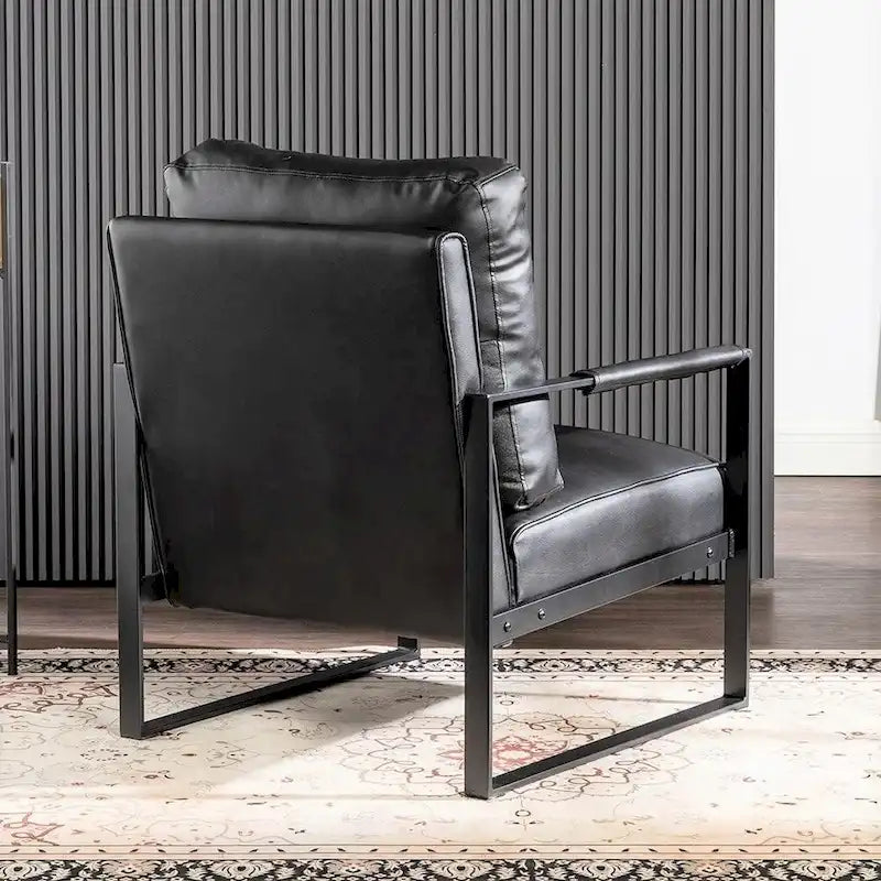 Mid-Century Modern Accent Chair with Metal Frame & Upholstered Cushions