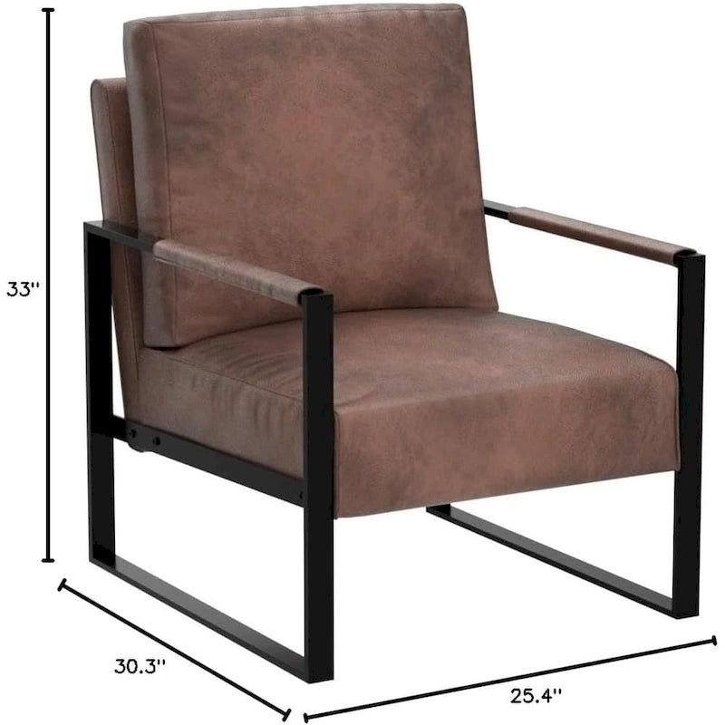 Mid-Century Modern Accent Chair with Metal Frame & Upholstered Cushions