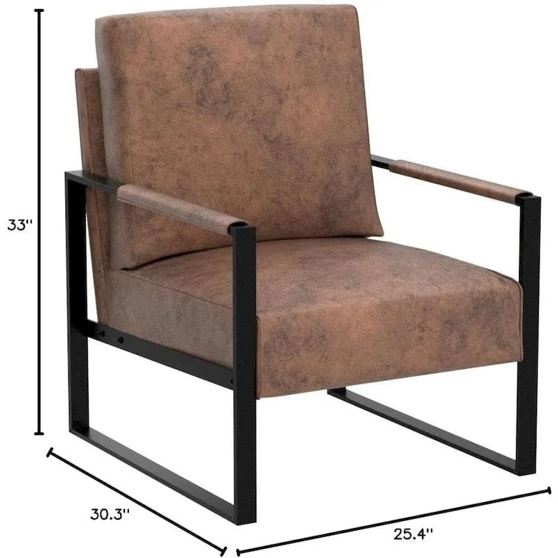 Mid-Century Modern Accent Chair with Metal Frame & Upholstered Cushions