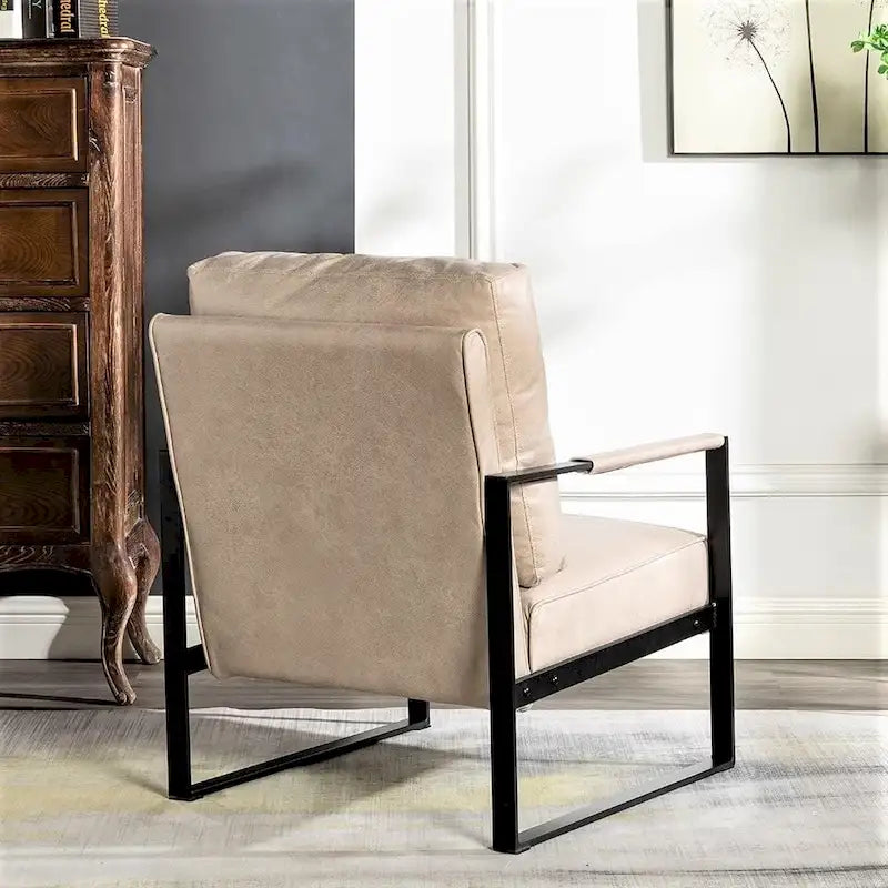 Mid-Century Modern Accent Chair with Metal Frame & Upholstered Cushions