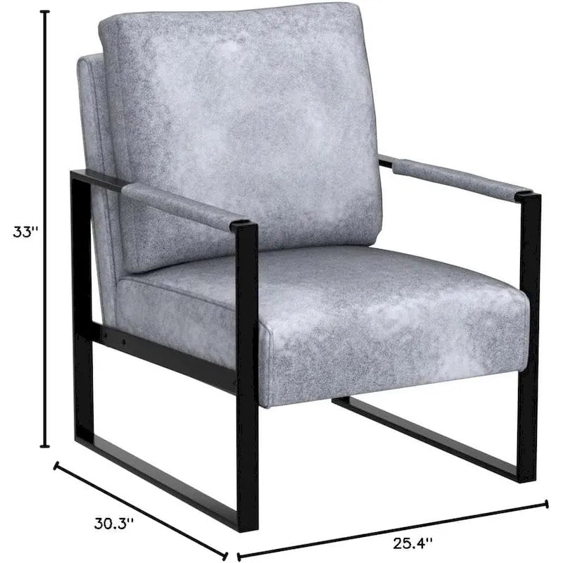 Mid-Century Modern Accent Chair with Metal Frame & Upholstered Cushions